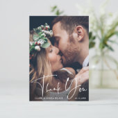 Chic Hand Lettered Wedding Bedankt Fotokaart (Staand voorkant)