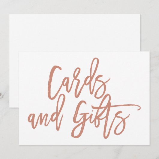 Chic Hand Lettered Wedding Cards en Gifts Sign Kaart (Voorkant / Achterkant)
