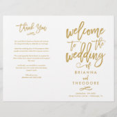 Chic Hand-Lettered Wedding Ceremony Program Folded (Voorkant)