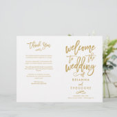 Chic Hand-Lettered Wedding Ceremony Program Folded (Staand voorkant)