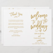 Chic Hand-Lettered Wedding Ceremony Program Folded (Voorkant / Achterkant)