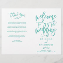 Chic Hand-Lettered Wedding Ceremony Program Folded