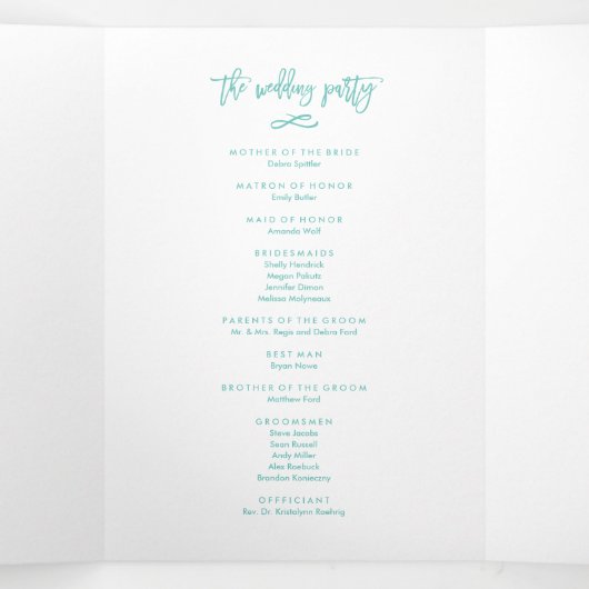 Chic Hand-Lettered Wedding Ceremony-programma Drieluik Programma (Binnenkant midden)