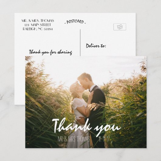 Chic Hand Lettered Wedding Dank u Briefkaart (Voorkant / Achterkant)