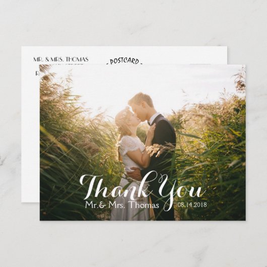 Chic Hand Lettered Wedding Dank u Briefkaart (Voorkant / Achterkant)