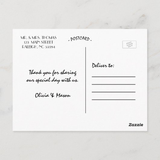 Chic Hand Lettered Wedding Dank u Briefkaart (Achterkant)