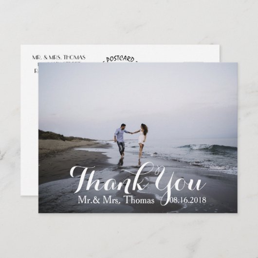 Chic Hand Lettered Wedding Dank u Briefkaart (Voorkant / Achterkant)