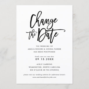Chic Hand Lettered Wedding   Datum wijzigen Kaart