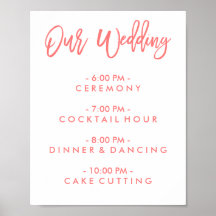 Chic Hand Lettered Wedding Day of Schedule Poster