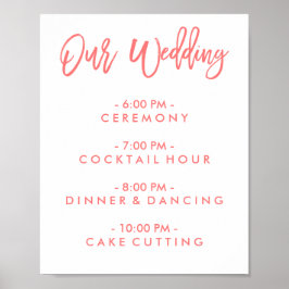 Chic Hand Lettered Wedding Day of Schedule Poster