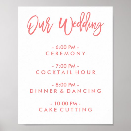 Chic Hand Lettered Wedding Day of Schedule Poster (Voorkant)