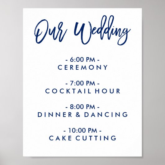 Chic Hand Lettered Wedding Day of Schedule Poster (Voorkant)