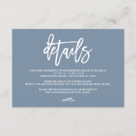 Chic Hand Lettered Wedding Details Dusty Blue Informatiekaartje
