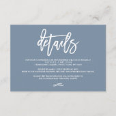 Chic Hand Lettered Wedding Details Dusty Blue Informatiekaartje (Voorkant)