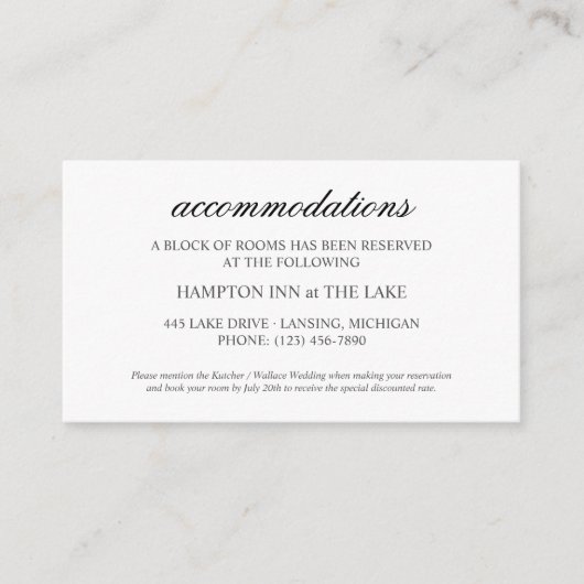 Chic Hand Lettered Wedding Details Enclosure Card Informatiekaartje (Voorkant)
