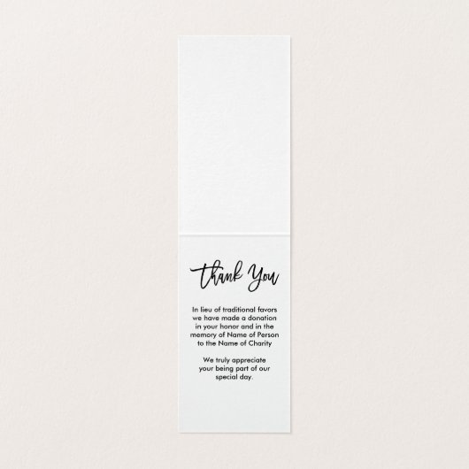 Chic Hand Lettered Wedding Favoriet Donatie Kaarte Kaart (Binnenkant ongevouwen)
