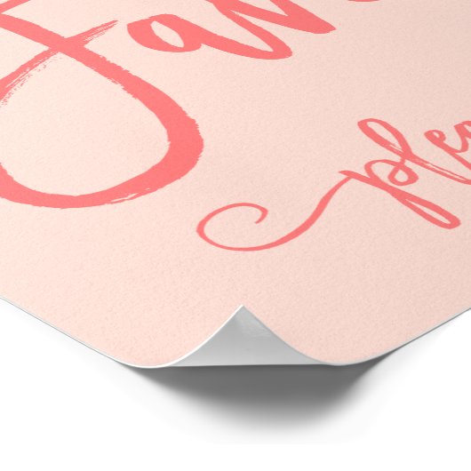 Chic Hand Lettered Wedding Favors Sign Coral Poster (Hoek)