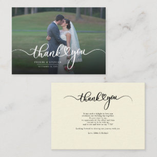 Chic Hand-Lettered Wedding Foto Hartelijk dank Notitiekaartje