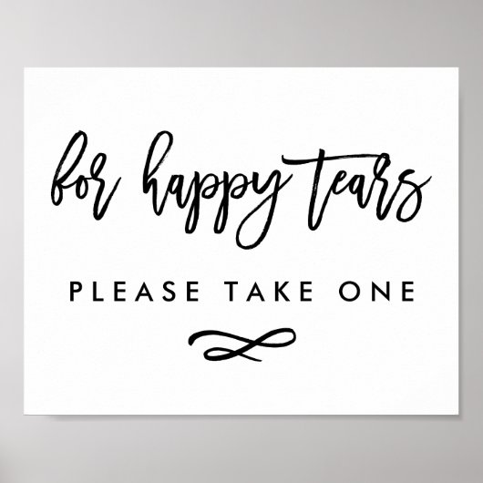 Chic Hand Lettered Wedding Happy Tears Print (Voorkant)