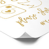 Chic Hand Lettered Wedding Hashtag Gold Sign Poster (Hoek)