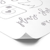 Chic Hand Lettered Wedding Hashtag Gray Sign Poster (Hoek)