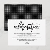 Chic Hand Lettered Wedding Information Card Informatiekaartje (Voorkant / Achterkant)