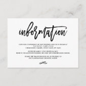 Chic Hand Lettered Wedding Information Card Informatiekaartje (Voorkant)