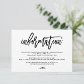 Chic Hand Lettered Wedding Information Card Informatiekaartje (Staand voorkant)