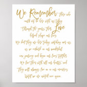 Chic Hand Lettered Wedding Memorial Sign Gold Poster (Voorkant)