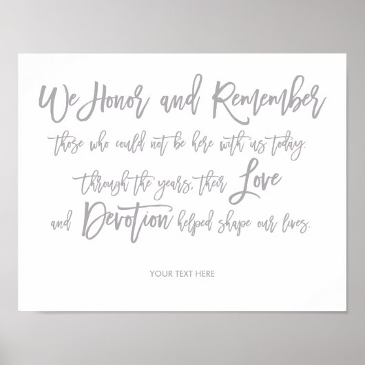 Chic Hand Lettered Wedding Memorial Sign Poster (Voorkant)