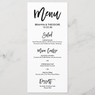 Chic Hand Lettered Wedding Menu