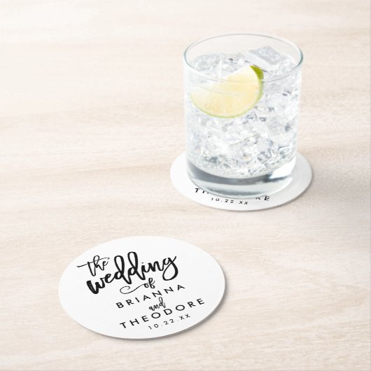 Chic Hand Lettered Wedding Onderzetter (Insitu)