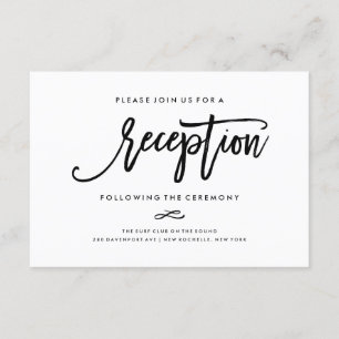 Chic Hand Lettered Wedding Reception Card Informatiekaartje