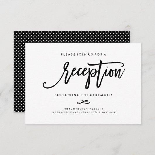 Chic Hand Lettered Wedding Reception Card Informatiekaartje (Voorkant / Achterkant)