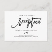 Chic Hand Lettered Wedding Reception Card Informatiekaartje (Voorkant)