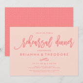 Chic Hand Lettered Wedding Rehearsal Dinner Coral Kaart (Voorkant / Achterkant)