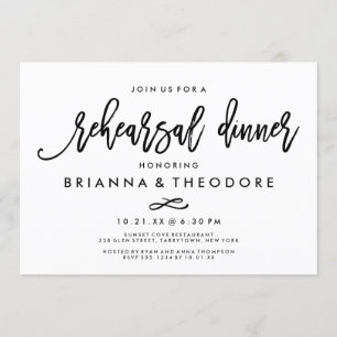 Chic Hand Lettered Wedding Rehearsal Dinner Kaart