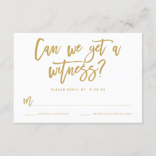 Chic Hand Lettered Wedding RSVP-kaart in Gold RSVP Kaartje