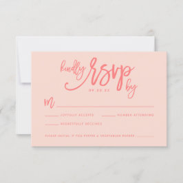 Chic Hand Lettered Wedding RSVP Kaart | Koraal