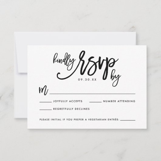 Chic Hand Lettered Wedding RSVP-kaart RSVP Kaartje (Voorkant)