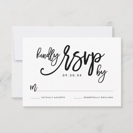 Chic Hand Lettered Wedding RSVP-kaart RSVP Kaartje (Voorkant)