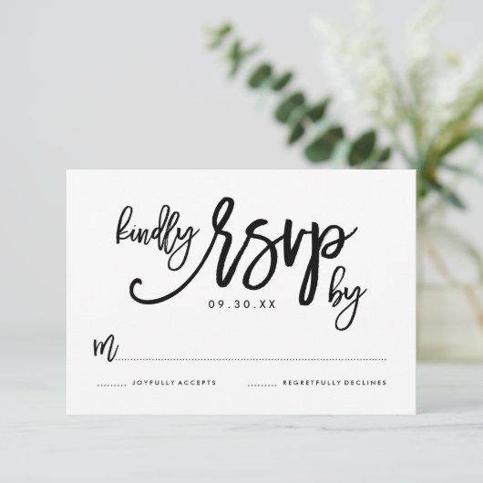 Chic Hand Lettered Wedding RSVP-kaart RSVP Kaartje (Staand voorkant)