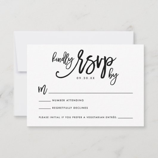 Chic Hand Lettered Wedding RSVP-kaart RSVP Kaartje (Voorkant)