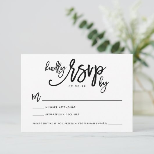 Chic Hand Lettered Wedding RSVP-kaart RSVP Kaartje (Staand voorkant)