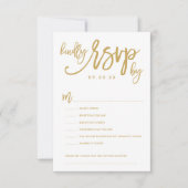 Chic Hand Lettered Wedding RSVP Opties Kaart (Voorkant)