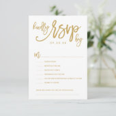 Chic Hand Lettered Wedding RSVP Opties Kaart (Staand voorkant)
