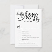 Chic Hand Lettered Wedding RSVP Opties Kaart (Voorkant)