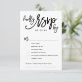 Chic Hand Lettered Wedding RSVP Opties Kaart (Staand voorkant)