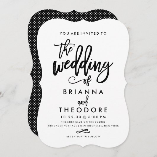 Chic Hand Lettered Wedding Uitnodiging (Voorkant / Achterkant)