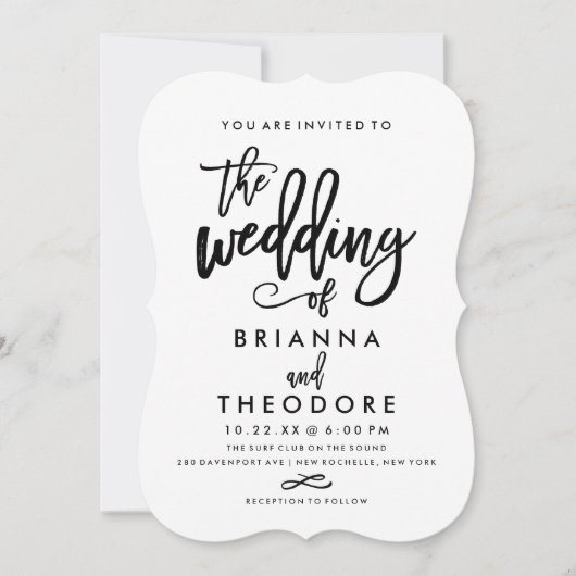 Chic Hand Lettered Wedding Uitnodiging (Voorkant)
